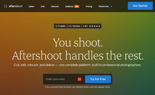 Aftershoot homepage hero section